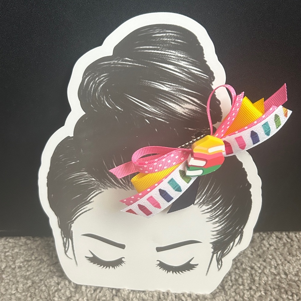 Colorful Hair Bow with Pink and Yellow Accents
